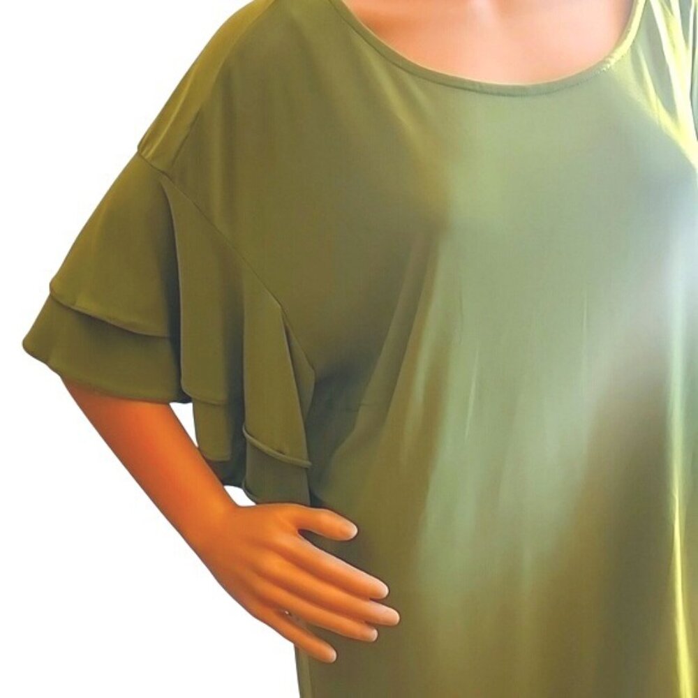 Vince Camuto Green Ruffle Sleeve Tunic - Picture 3 of 10